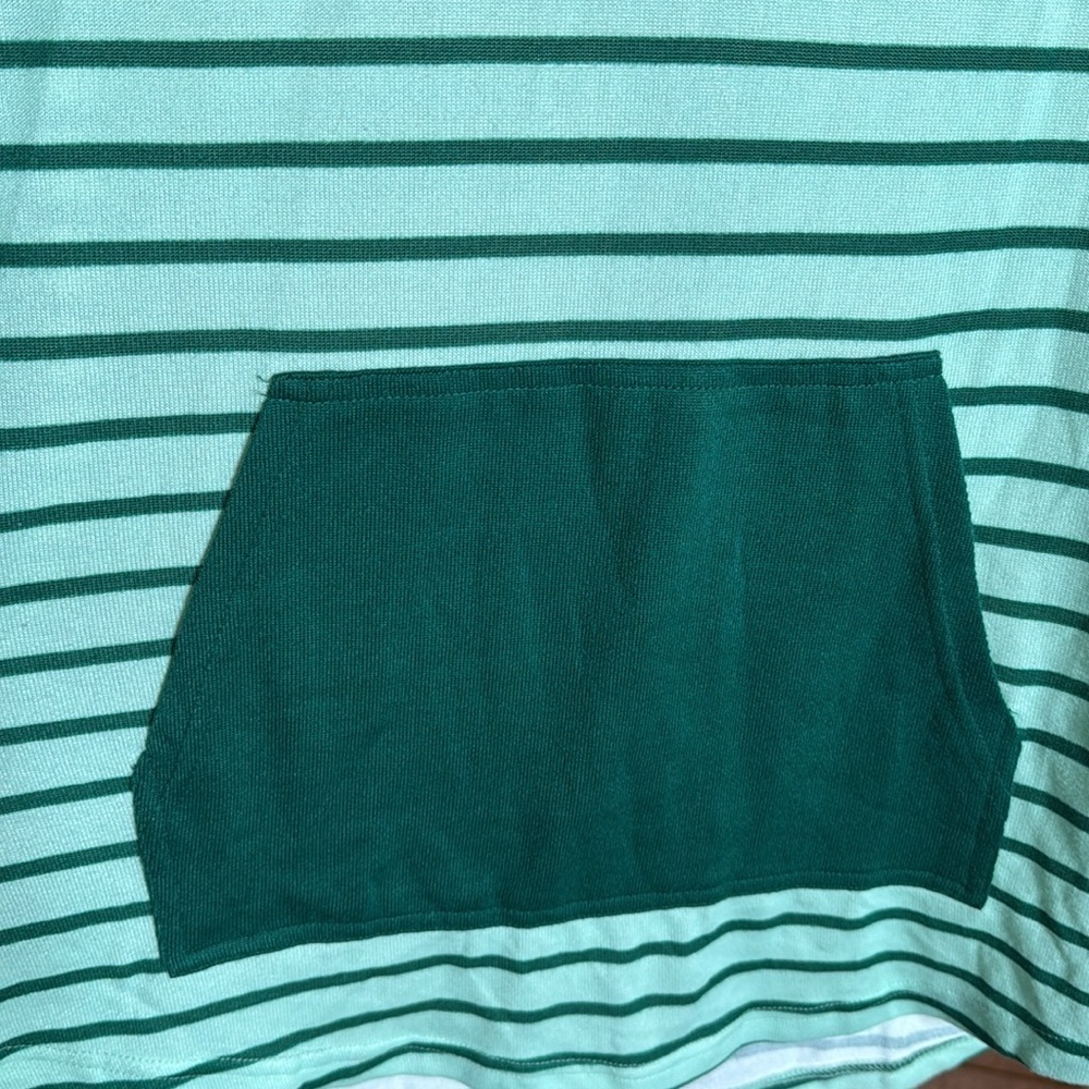 NWT LuLaRoe Amber Lightweight Green Striped Hoodie Hacci Size Large - Picture 2 of 9